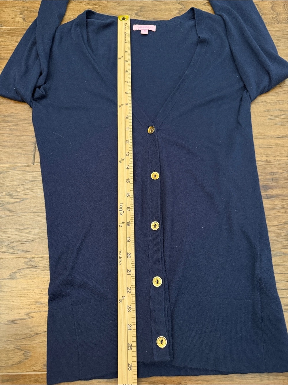 Lilly Pulitzer Women’s M Kennedy Navy Nautical Crewneck Sweater Gold Buttons - Picture 6 of 7